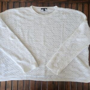 Women's Eileen Fisher White Box Top Sweater Organic Cotton Linen Blend Sz Large